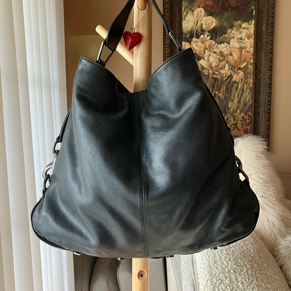 Rebecca Minkoff black leather horsebit hobo back